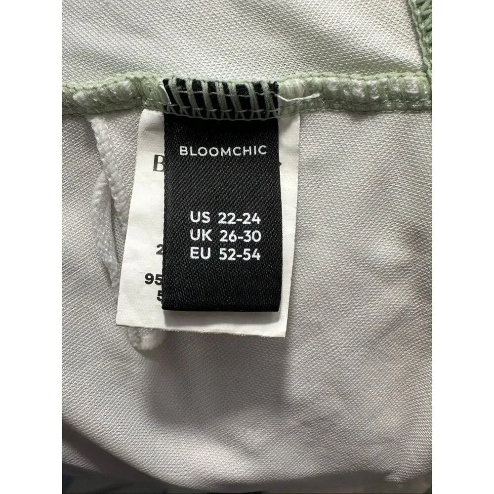 BloomChic 22-24 Sage Green Swim Romper One Piece Shorts Swimsuit Pockets